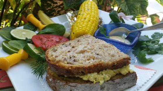 Eggless Salad with Cilantro Lime Corn